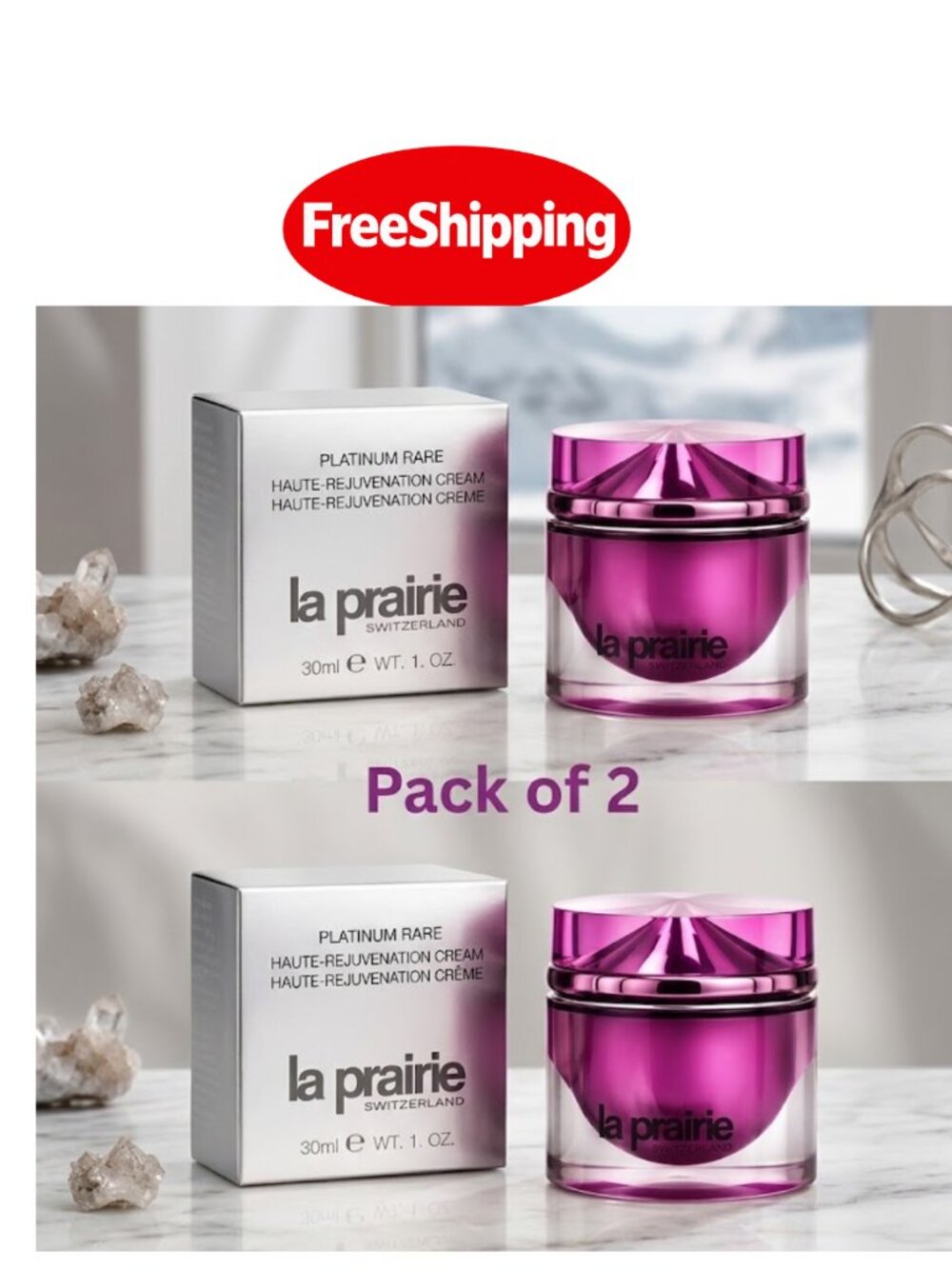 2 Pack La Prairie Platinum Rare Haute-Rejuvenation Cream 30ml Each Sealed NIB